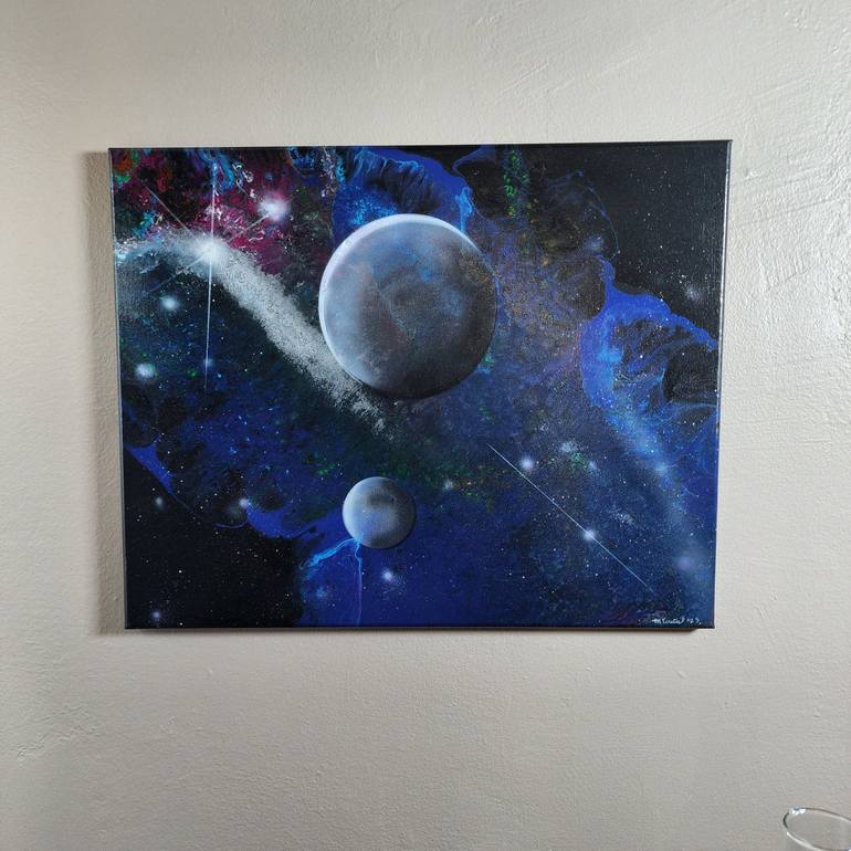 Original Abstract Outer Space Painting by Marilyn Curtis