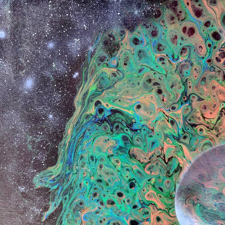 Original Abstract Outer Space Painting by Marilyn Curtis