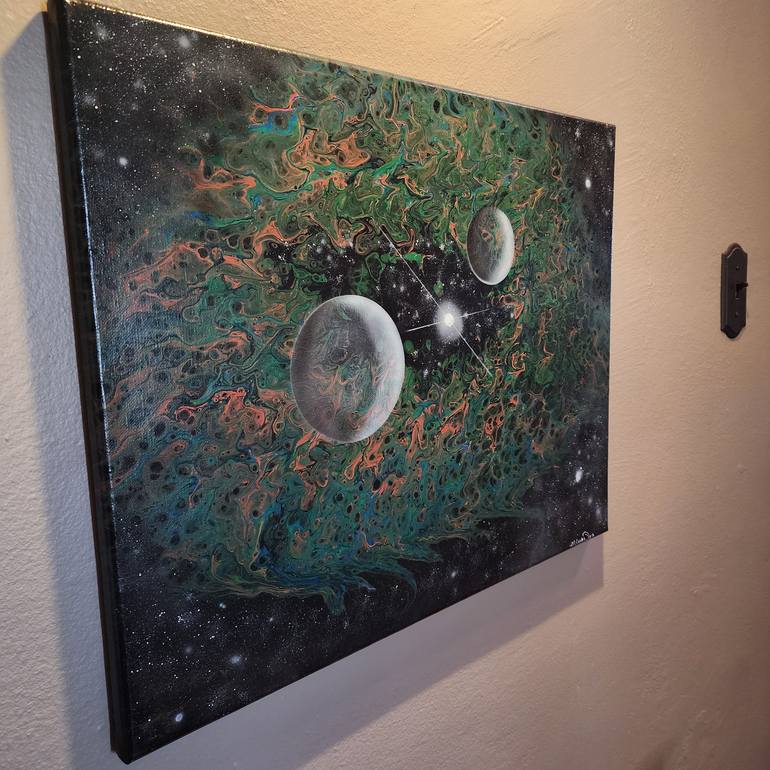 Original Abstract Outer Space Painting by Marilyn Curtis