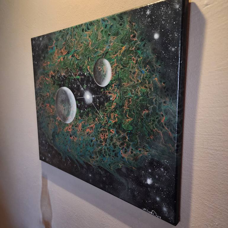 Original Abstract Outer Space Painting by Marilyn Curtis