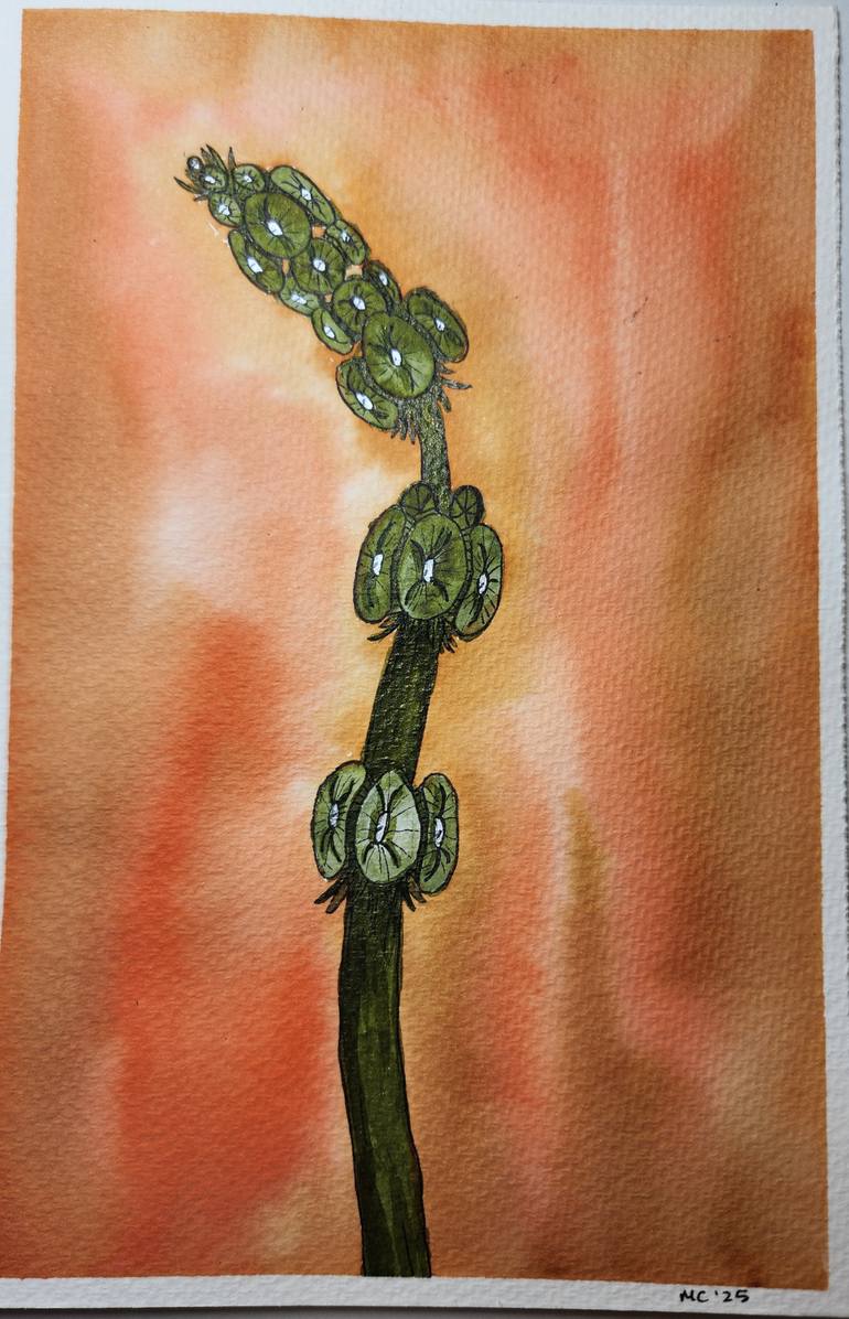 Original Floral Painting by Marilyn Curtis | Contemporary Art on Paper | Whispers of Green Light - Quiet Bloom Series