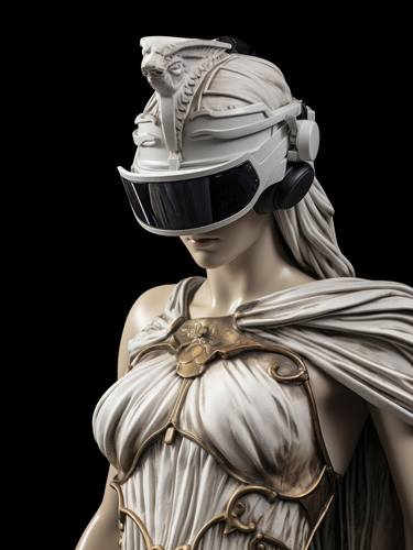 Athena statue with mixed reality headset thumb
