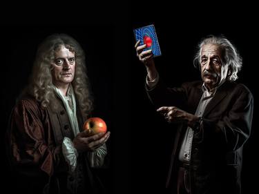 Newton and Einstein argue about gravity thumb