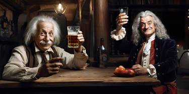 Newton and Einstein toast their cooperation thumb