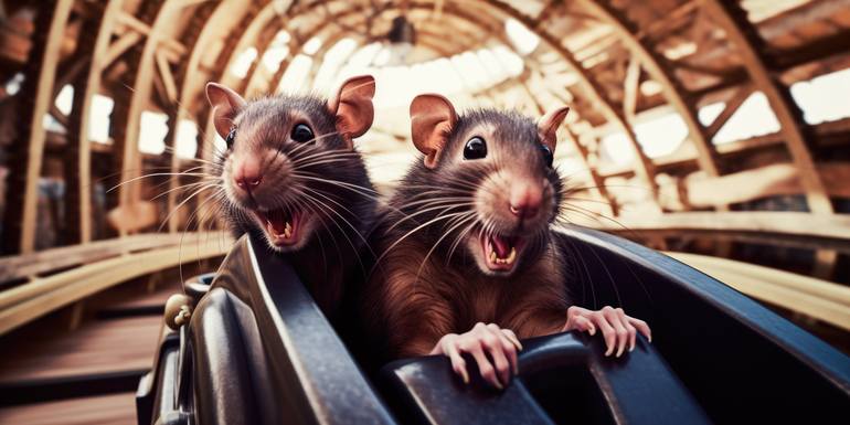 Rats Have Fun on the Roller Coaster Digital by Norbert Speicher