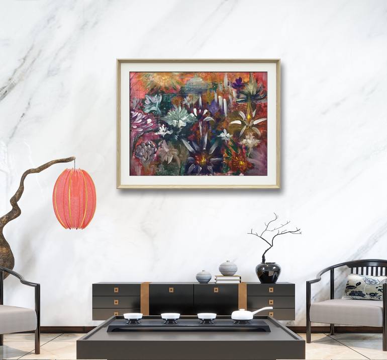 Original Abstract Expressionism Floral Painting by Octeabrina Budak