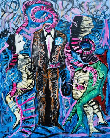 Original Abstract Expressionism Humor Paintings by Sang Phan