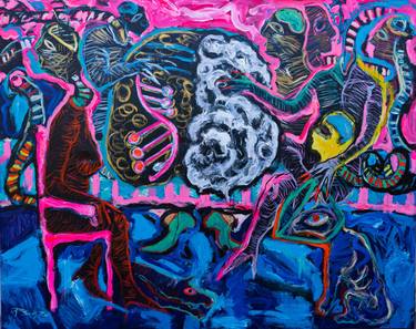 Original Abstract Expressionism Humor Paintings by Sang Phan