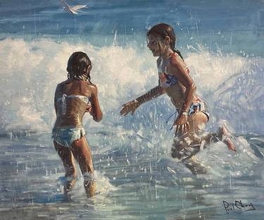 Original Impressionism Children Paintings by Paul Cheng