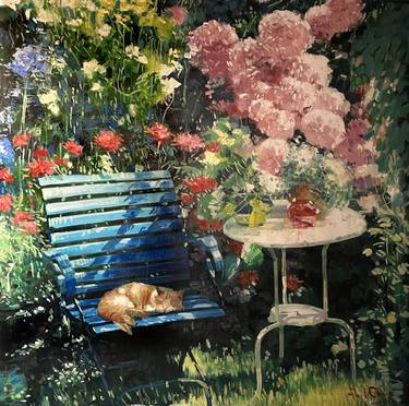 Original Impressionism Garden Paintings by Paul Cheng