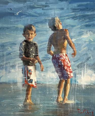Original Impressionism Children Paintings by Paul Cheng