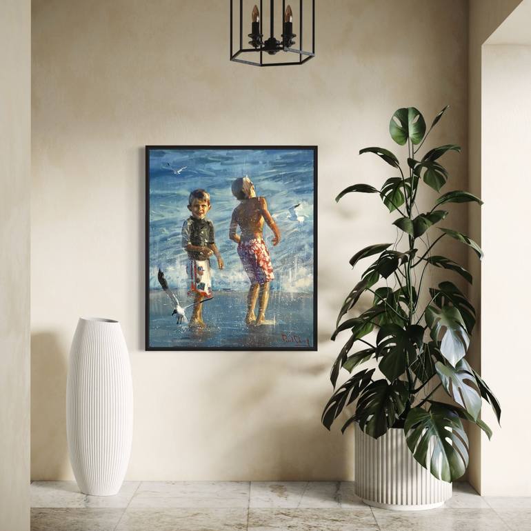 Original Impressionism Children Painting by Paul Cheng