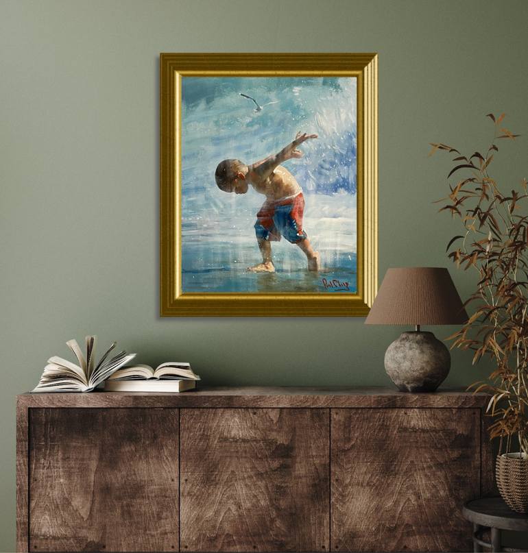 Original Impressionism Children Painting by Paul Cheng