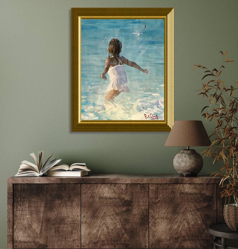 Original Impressionism Children Painting by Paul Cheng