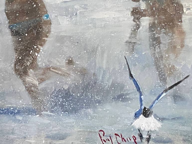 Original Impressionism Beach Painting by Paul Cheng