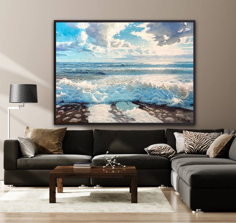 Original Impressionism Seascape Painting by Paul Cheng