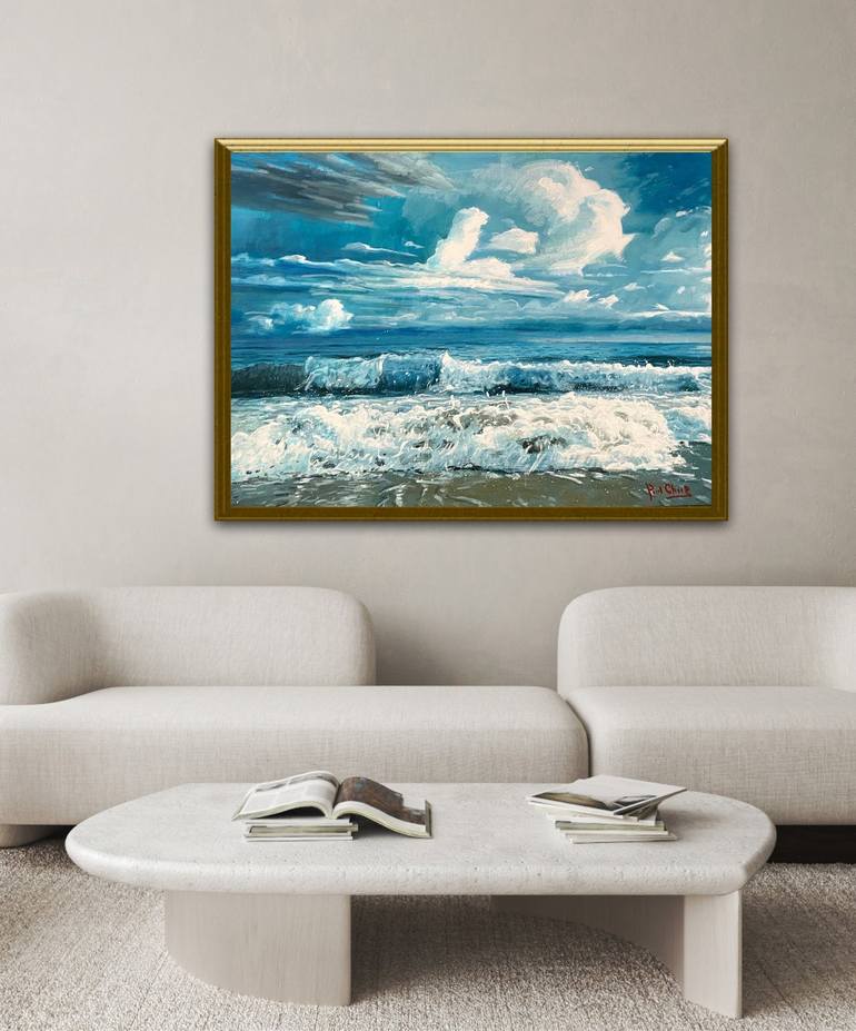 Original Impressionism Seascape Painting by Paul Cheng