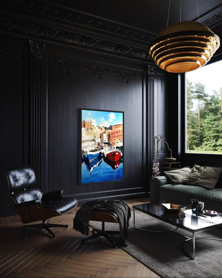 Original Impressionism Boat Painting by Paul Cheng