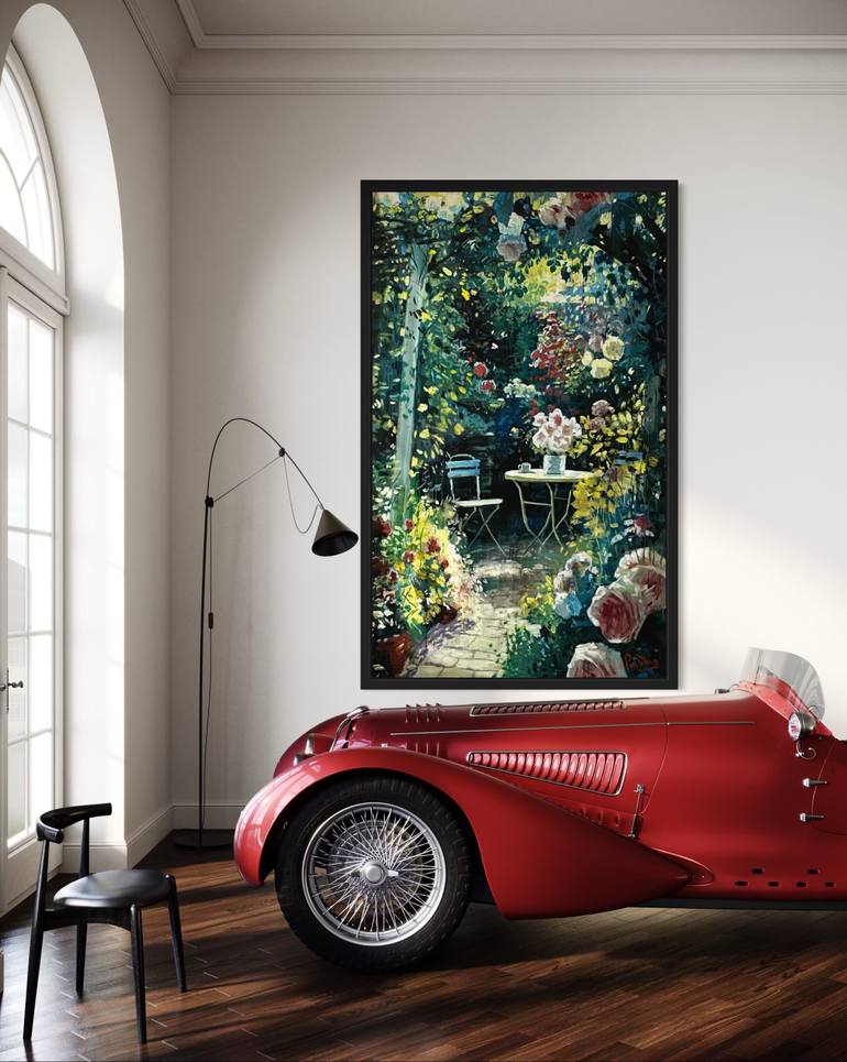Original Impressionism Garden Painting by Paul Cheng