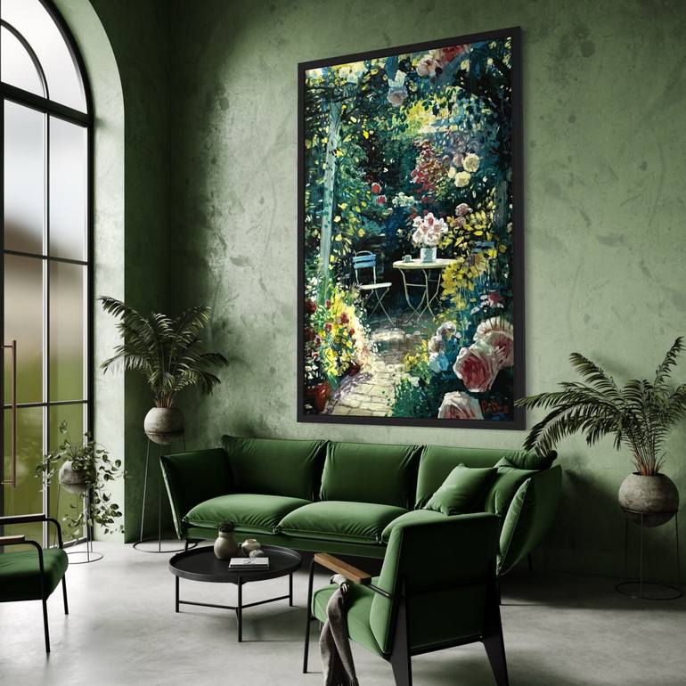 Original Impressionism Garden Painting by Paul Cheng