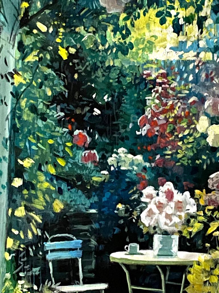 Original Impressionism Garden Painting by Paul Cheng
