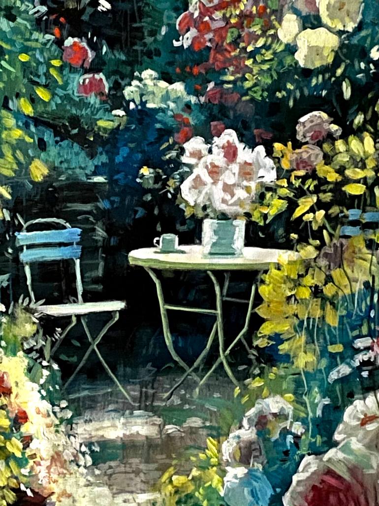Original Impressionism Garden Painting by Paul Cheng