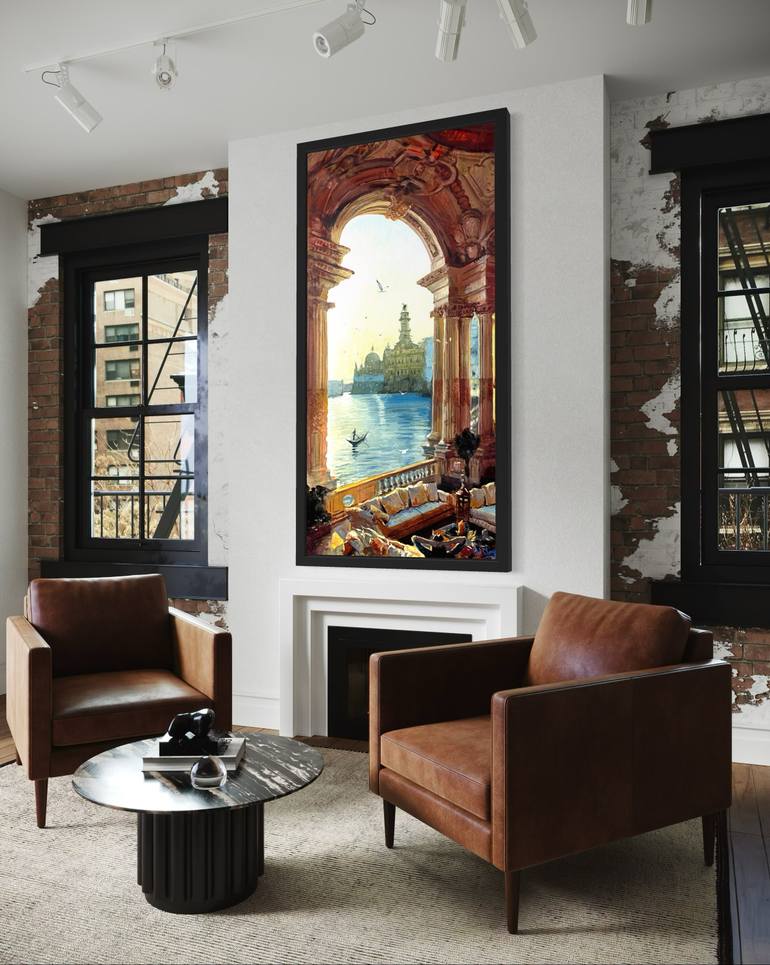 Original Impressionism Architecture Painting by Paul Cheng