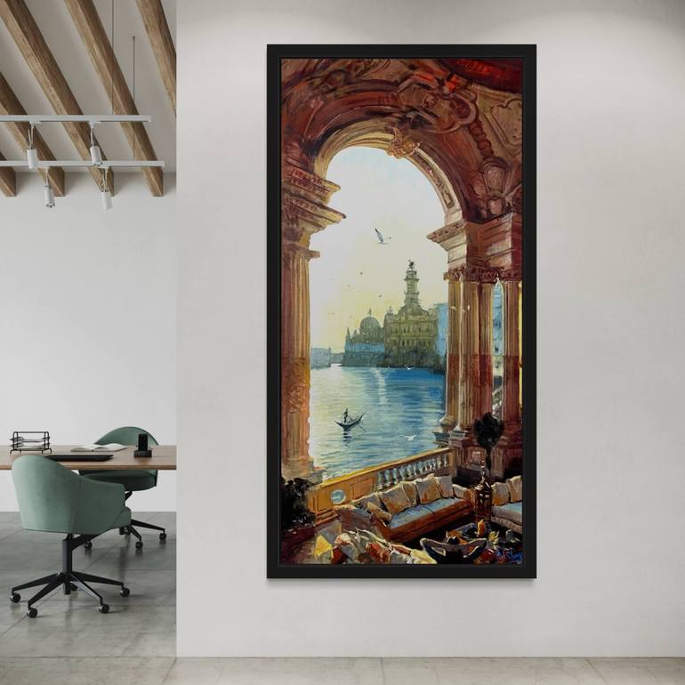 Original Impressionism Architecture Painting by Paul Cheng