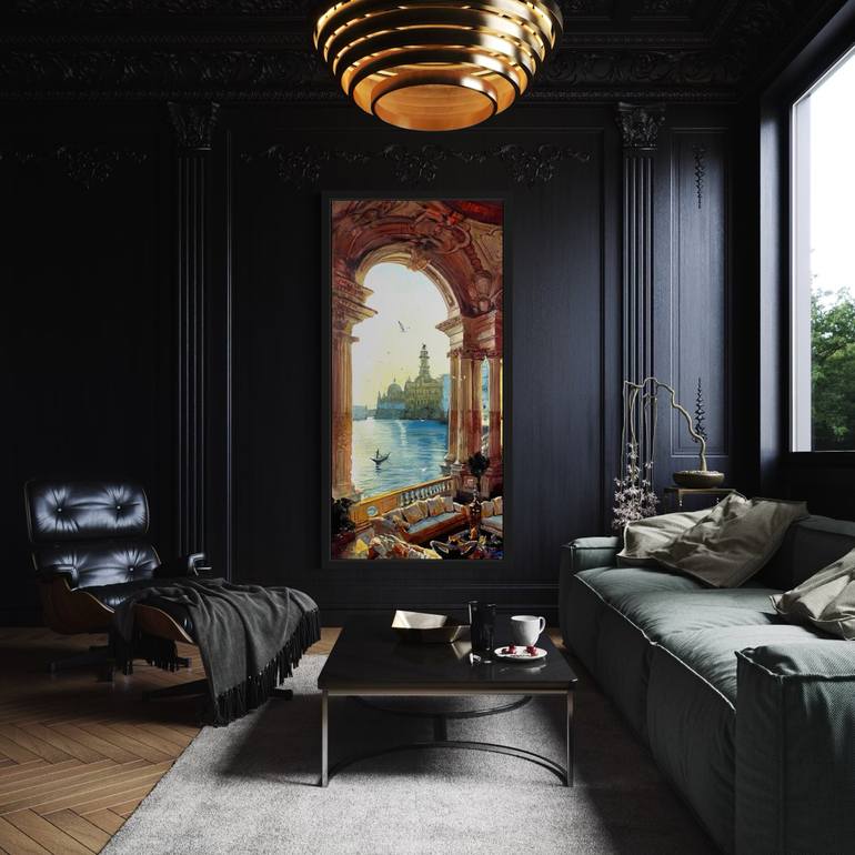 Original Impressionism Architecture Painting by Paul Cheng