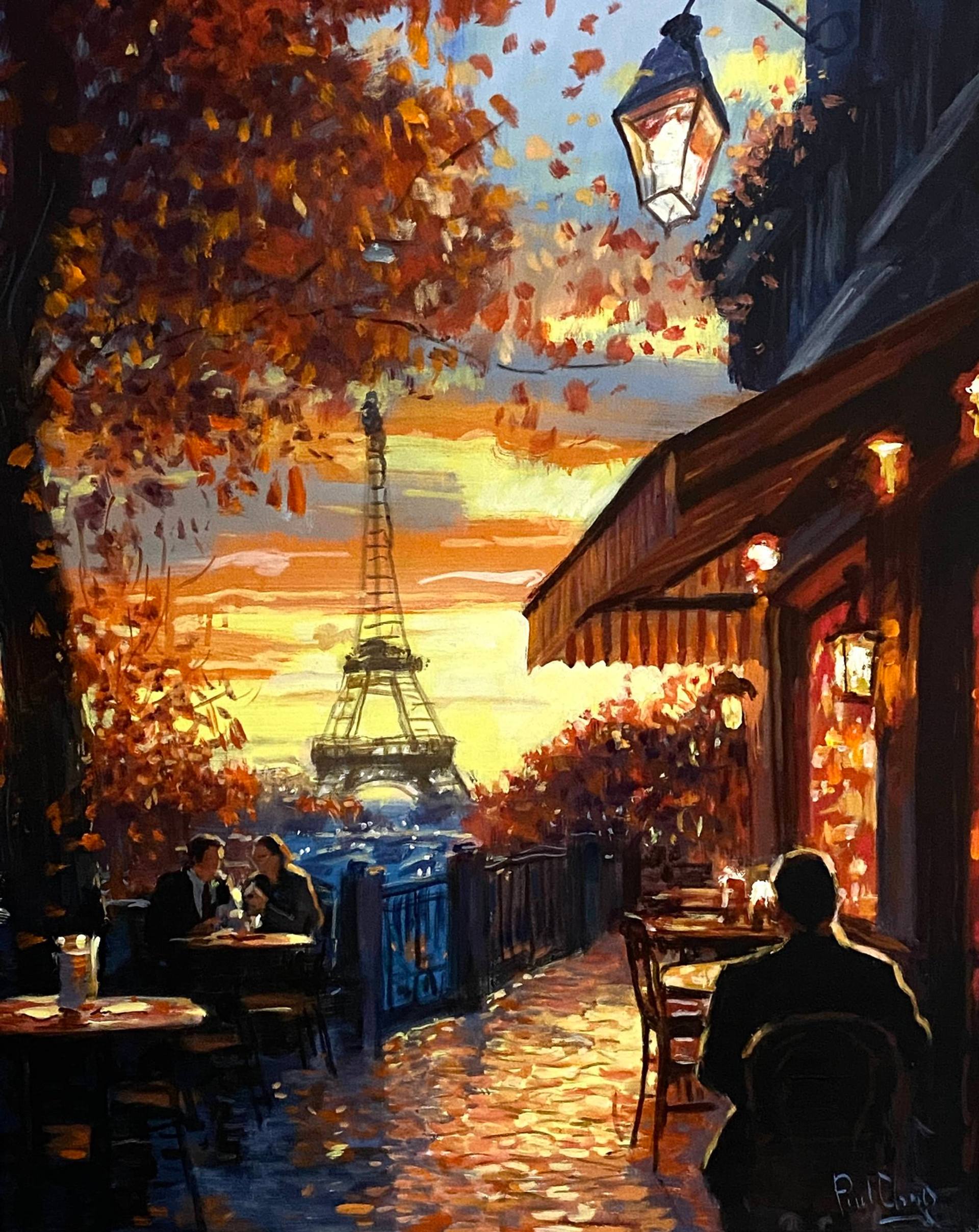 Whispers of Dusk in Paris Painting by Paul Cheng | Saatchi Art