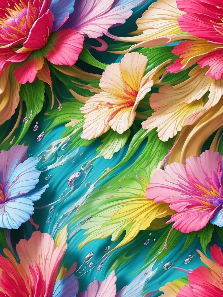 Print of Modern Floral Digital by Roshan Weerage