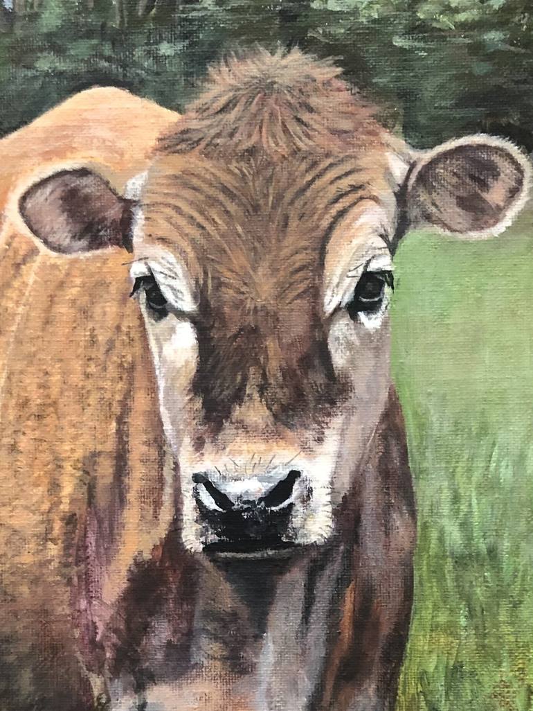Original Fine Art Cows Painting by Christine Valadez