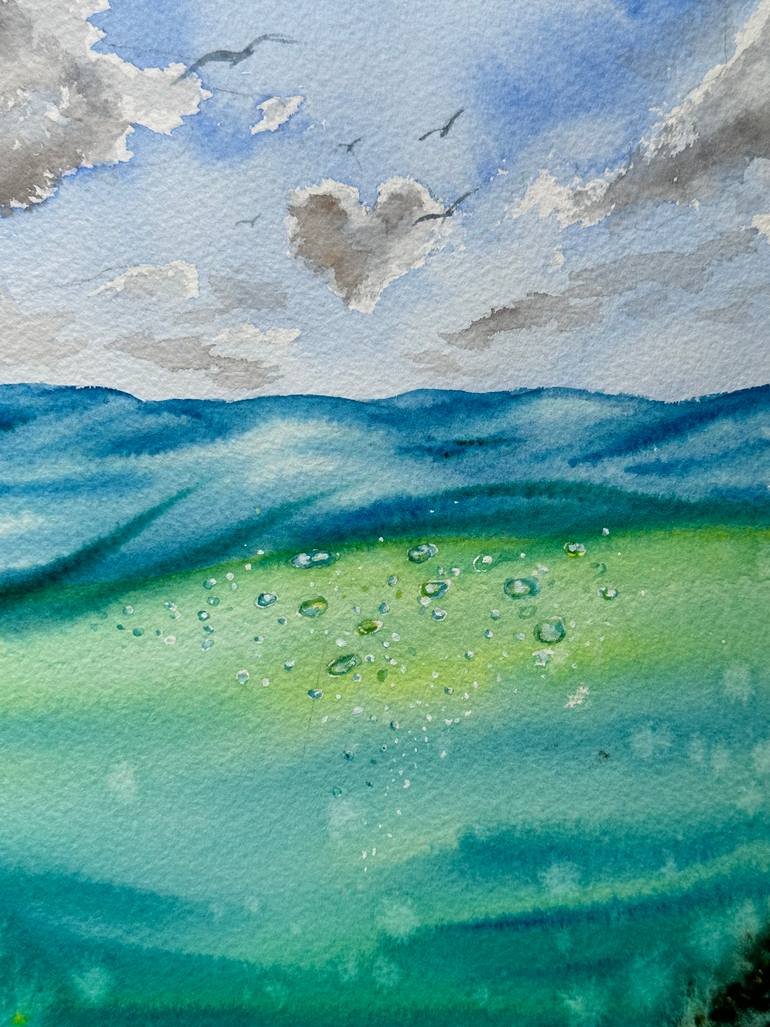 Original Photorealism Water Painting by Oleksandra Padushyna