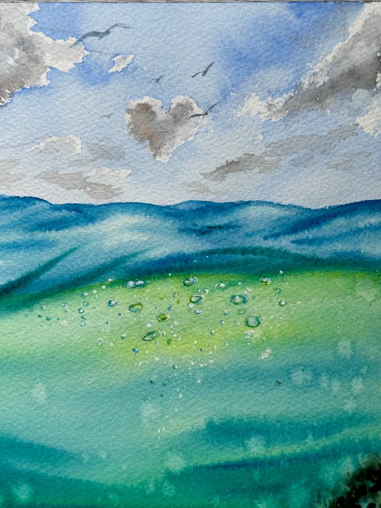 Original Photorealism Water Painting by Oleksandra Padushyna