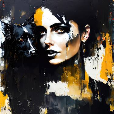 Beautiful Girl With Her Dog -  Limited Edition of 12 thumb