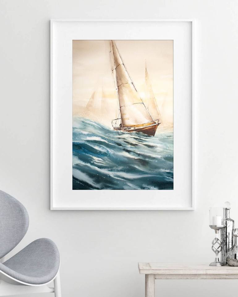 Original Fine Art Boat Painting by Kasia Wiercinska