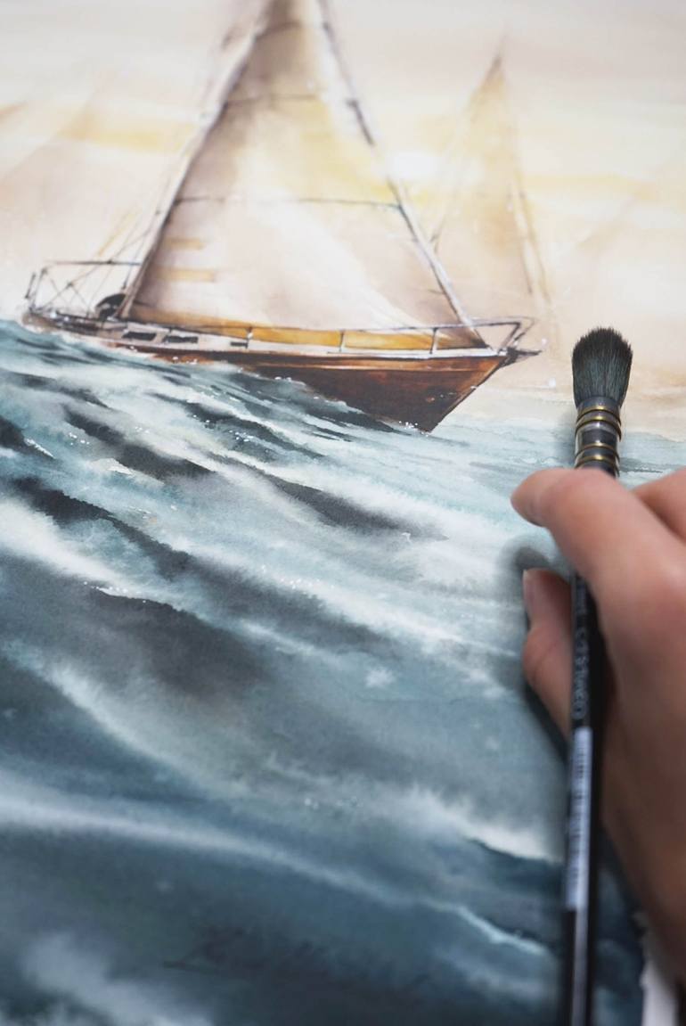 Original Boat Painting by Kasia Wiercinska