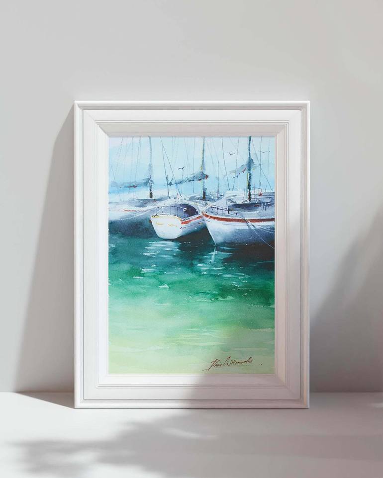 Original Fine Art Boat Painting by Kasia Wiercinska