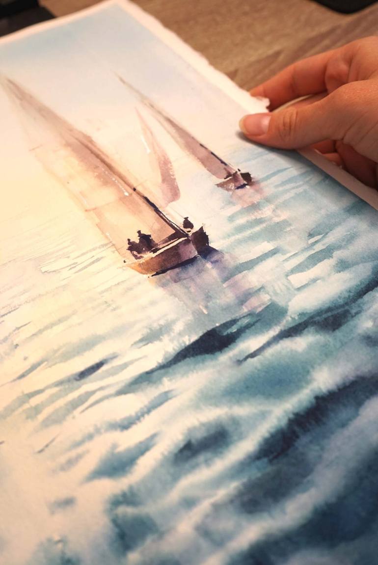 Original Sailboat Painting by Kasia Wiercinska
