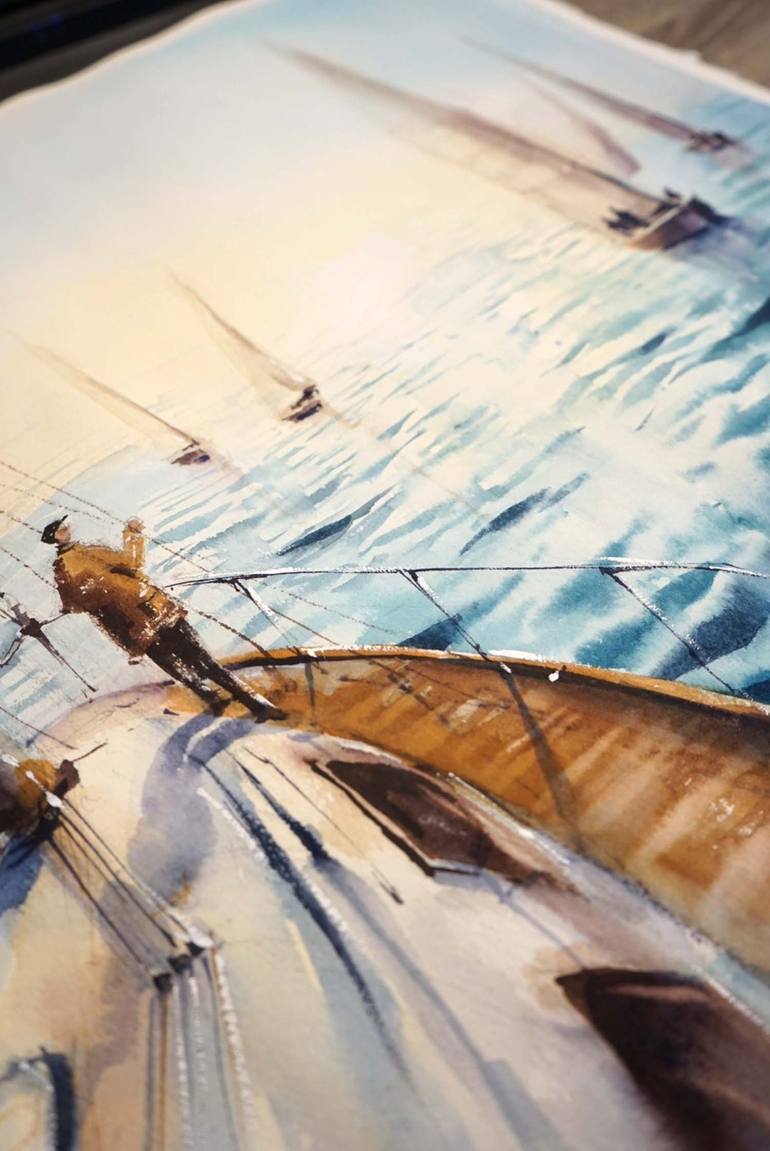 Original Sailboat Painting by Kasia Wiercinska