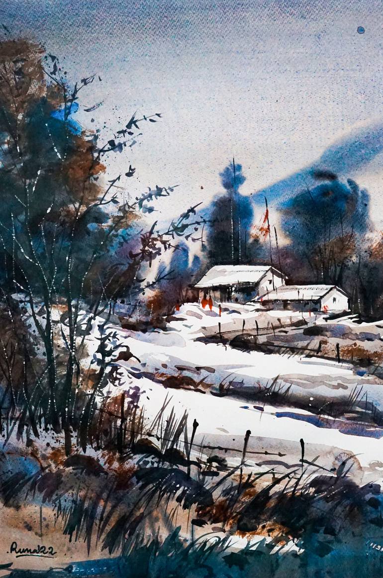 Winter Palette2 Painting by Runa Bandyopadhyay | Saatchi Art India