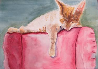 Print of Portraiture Cats Paintings by Judith Woodfield