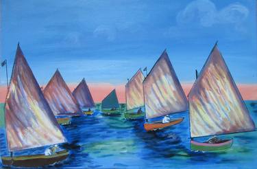 Original Fauvism Boat Paintings by Judith Woodfield