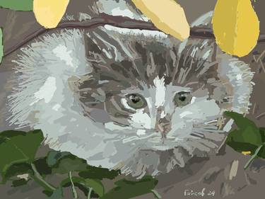 Original Impressionism Cats Digital by Alexey Gaysov