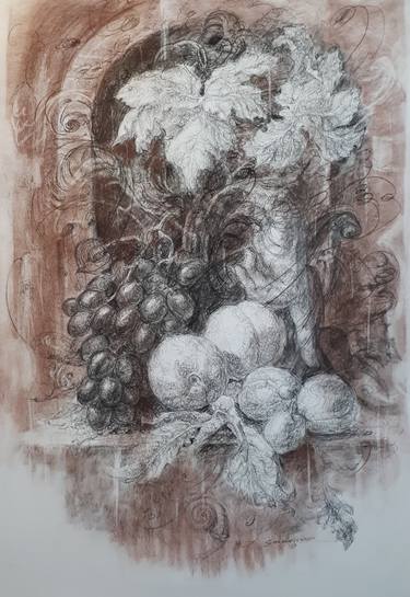 Grapes and fruit in baroque style thumb