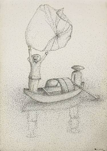 Original Figurative Boat Drawings by Ayesha Ayub