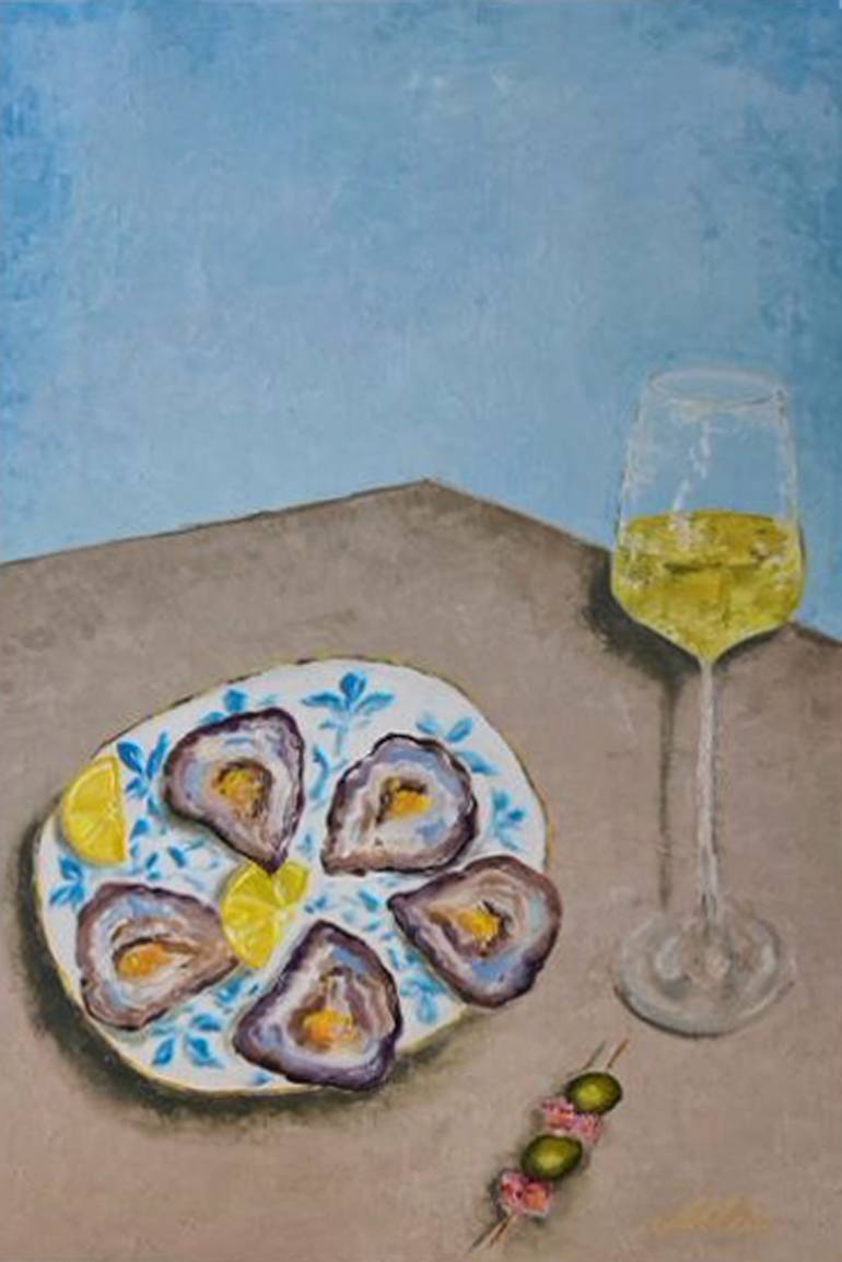 Original Food & Drink Painting by Anastasia Antia | Abstract Art on Canvas | A glass of wine. Original oil painting on canvas