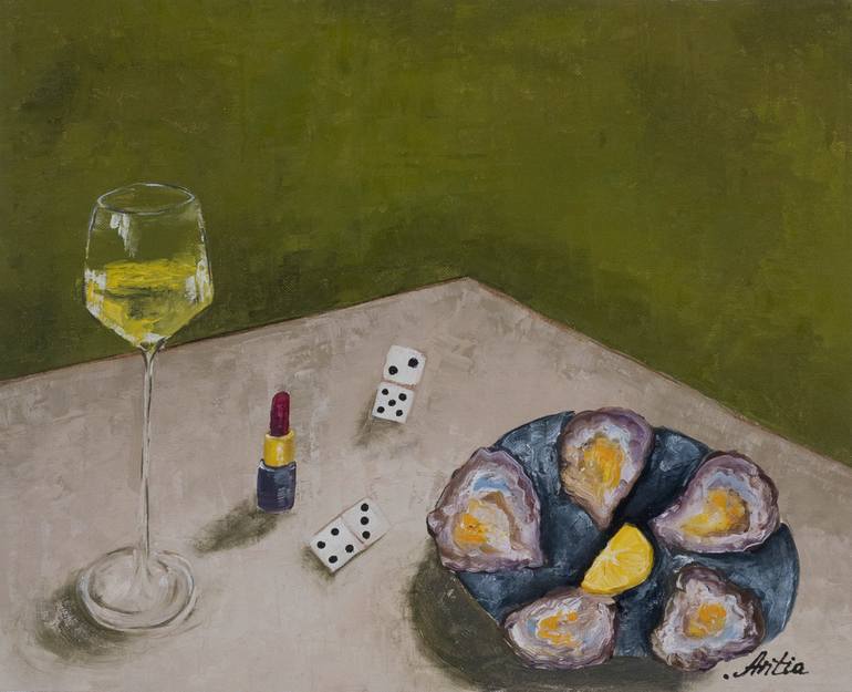 Original Food & Drink Painting by Anastasia Antia | Abstract Art on Canvas | A Glass of Wine. Original oil painting on canvas