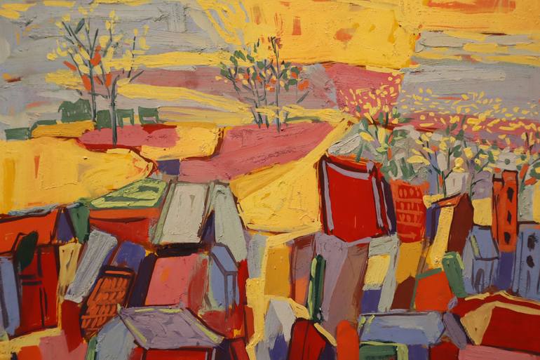 Original Art Deco Landscape Painting by Duong Dang Thanh