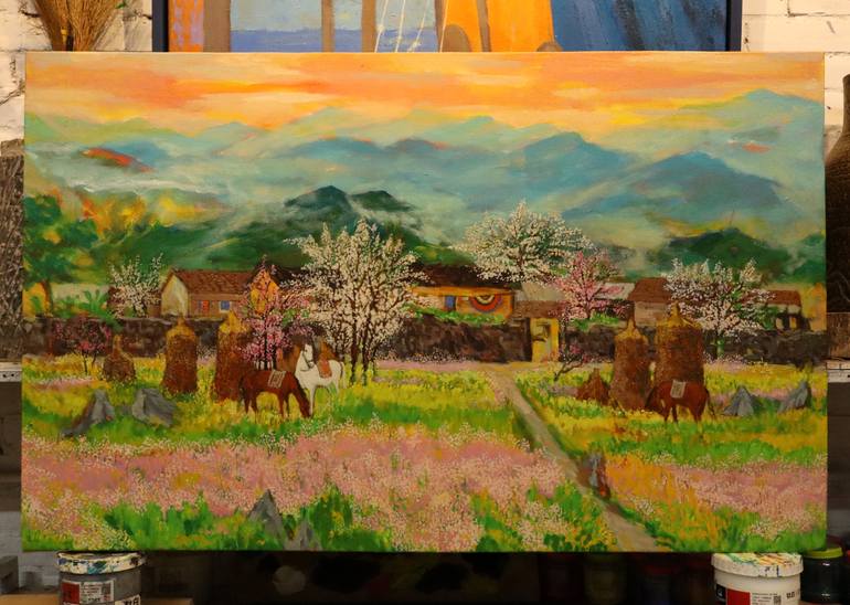 Original Art Deco Landscape Painting by Duong Dang Thanh